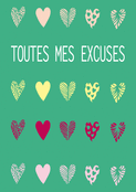 Excuses color&eacute;es avec c&oelig;urs stylis&eacute;s